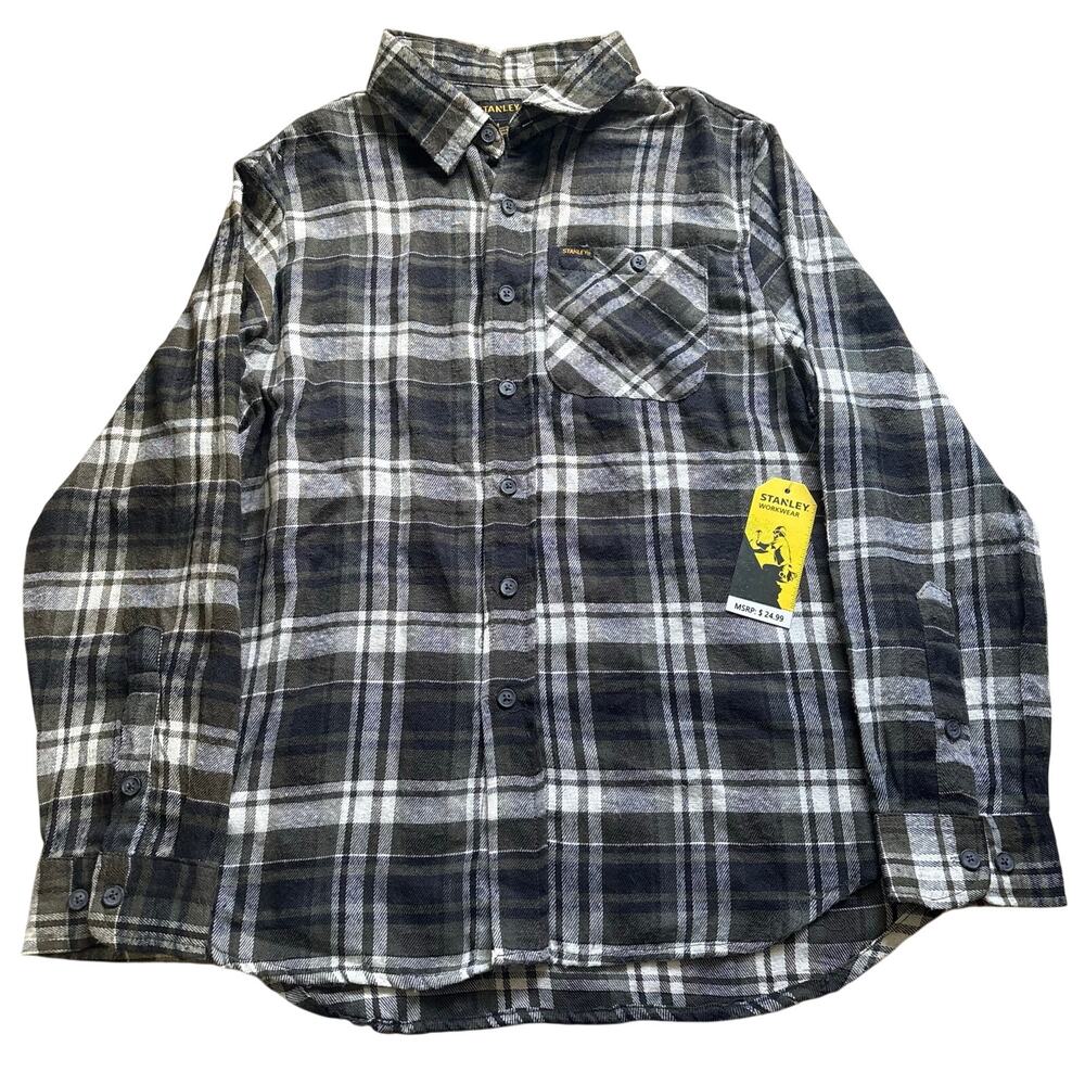 NWT Stanley Men’s Flannel Button Down Shirt Workwear Alpine Green Plaid Medium